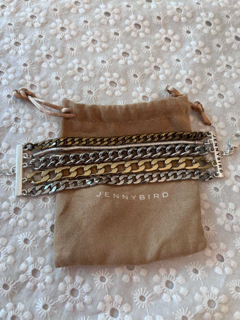 Jenny Bird Austin Cuff Mixed Metal Layered Chain Bracelet Set - Gold & Silver - Picture 5 of 5